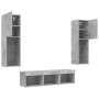 Muebles TV pared con LED 5 pzas madera ingeniería gris hormigón by , TV Furniture - Ref: Foro24-3216607, Price: 158,96 €, Dis...