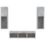Muebles TV pared con LED 5 pzas madera ingeniería gris hormigón by , TV Furniture - Ref: Foro24-3216607, Price: 158,96 €, Dis...