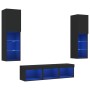 Muebles de TV de pared con LED 5 pzas madera ingeniería negro von , TV-Möbel - Ref: Foro24-3216605, Preis: 182,07 €, Rabatt: %