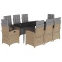 Set comedor de jardín 9 pzas con cojines ratán sintético beige von , Gartensets - Ref: Foro24-3212590, Preis: 1,00 €, Rabatt: %