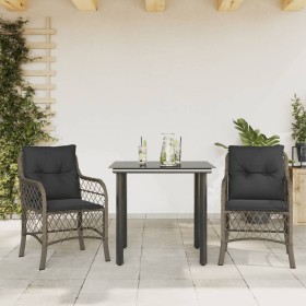 Sillas y mesita de jardín con cojines 3 piezas ratán PE gris von , Gartensets - Ref: Foro24-3212131, Preis: 282,23 €, Rabatt: %