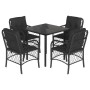 Set de muebles jardín 5 pzas con cojines ratán sintético negro by , Garden sets - Ref: Foro24-3212104, Price: 407,70 €, Disco...