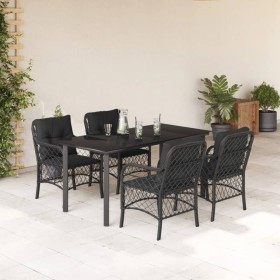 Set de muebles jardín 5 pzas con cojines ratán sintético negro von , Gartensets - Ref: Foro24-3212106, Preis: 496,05 €, Rabat...