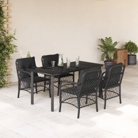 Set de muebles jardín 5 pzas con cojines ratán sintético negro by , Garden sets - Ref: Foro24-3212106, Price: 457,05 €, Disco...