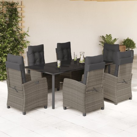 Set comedor jardín 7 pzas y cojines ratán sintético gris by , Garden sets - Ref: Foro24-3212798, Price: 843,50 €, Discount: %
