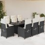 Set de comedor de jardín 9 pzas y cojines ratán sintético negro de , Conjuntos de jardín - Ref: Foro24-3212682, Precio: 1,00 €