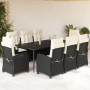 Set de comedor de jardín 9 pzas y cojines ratán sintético negro by , Garden sets - Ref: Foro24-3212730, Price: 1,00 €, Discou...