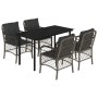 Set comedor de jardín 5 piezas con cojines ratán sintético gris by , Garden sets - Ref: Foro24-3212133, Price: 474,39 €, Disc...