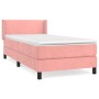 Cama box spring con colchón terciopelo rosa 100x200 cm