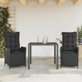 Set comedor de jardín 3 pzas con cojines ratán sintético negro de , Conjuntos de jardín - Ref: Foro24-3213320, Precio: 385,93...