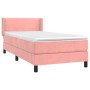 Cama box spring con colchón terciopelo rosa 100x200 cm