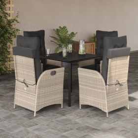 Set comedor de jardín 5 pzas cojines ratán sintético gris claro by , Garden sets - Ref: Foro24-3213470, Price: 555,95 €, Disc...