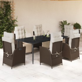 Set comedor de jardín 7 pzas con cojines ratán sintético marrón by , Garden sets - Ref: Foro24-3213411, Price: 1,00 €, Discou...