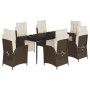 Set comedor de jardín 7 pzas con cojines ratán sintético marrón de , Conjuntos de jardín - Ref: Foro24-3213411, Precio: 981,16 €