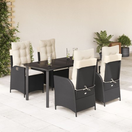 Set de muebles jardín 5 pzas con cojines ratán sintético negro by , Garden sets - Ref: Foro24-3213168, Price: 572,98 €, Disco...