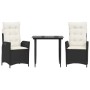 Set comedor de jardín 3 pzas con cojines ratán sintético negro by , Garden sets - Ref: Foro24-3213154, Price: 326,08 €, Disco...