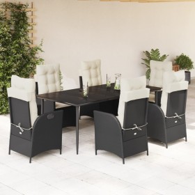 Set de comedor de jardín 7 pzas y cojines ratán sintético negro von , Gartensets - Ref: Foro24-3213161, Preis: 1,00 €, Rabatt: %