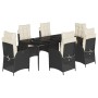 Set de comedor de jardín 7 pzas y cojines ratán sintético negro von , Gartensets - Ref: Foro24-3213161, Preis: 1,00 €, Rabatt: %