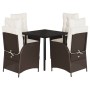 Set comedor de jardín 5 piezas y cojines ratán sintético marrón by , Garden sets - Ref: Foro24-3213206, Price: 567,67 €, Disc...
