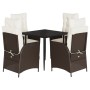Set comedor de jardín 5 piezas y cojines ratán sintético marrón by , Garden sets - Ref: Foro24-3213196, Price: 579,35 €, Disc...