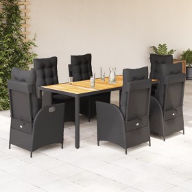 Set de comedor de jardín 7 pzas y cojines ratán sintético negro von , Gartensets - Ref: Foro24-3213100, Preis: 916,76 €, Raba...
