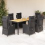 Set de comedor de jardín 7 pzas y cojines ratán sintético negro by , Garden sets - Ref: Foro24-3213100, Price: 833,45 €, Disc...