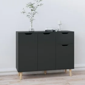 Hochglanzschwarzes Sideboard aus Holzwerkstoff, 90 x 30 x 72 cm von vidaXL, Sideboards - Ref: Foro24-326820, Preis: 109,44 €,...
