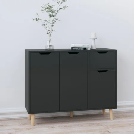 Glossy black engineered wood sideboard 90x30x72 cm by vidaXL, Sideboards - Ref: Foro24-326820, Price: 109,44 €, Discount: %