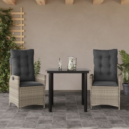 Set comedor de jardín 3 pzas cojines ratán sintético gris claro by , Garden sets - Ref: Foro24-3213284, Price: 288,00 €, Disc...