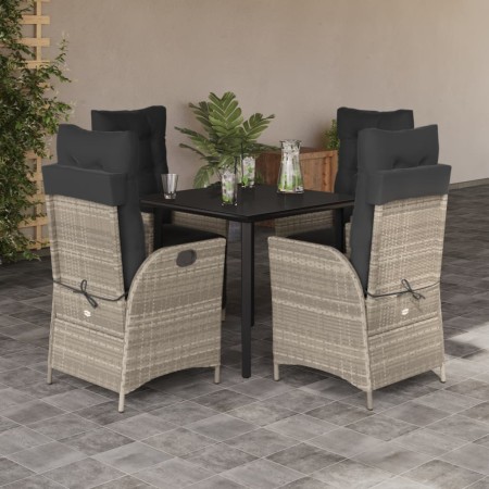 Set comedor de jardín 5 pzas cojines ratán sintético gris claro von , Gartensets - Ref: Foro24-3213286, Preis: 527,54 €, Raba...