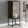Armario auxiliar con puerta de vidrio roble ahumado 35x37x100cm by , Sideboards - Ref: Foro24-836557, Price: 52,71 €, Discoun...