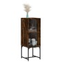Armario auxiliar con puerta de vidrio roble ahumado 35x37x100cm by , Sideboards - Ref: Foro24-836557, Price: 52,71 €, Discoun...