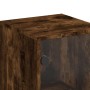 Armario auxiliar con puerta de vidrio roble ahumado 35x37x100cm by , Sideboards - Ref: Foro24-836557, Price: 52,71 €, Discoun...