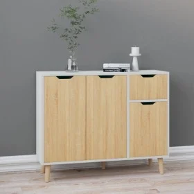 White engineered wood and Sonoma oak sideboard 90x30x72 cm by vidaXL, Sideboards - Ref: Foro24-326818, Price: 118,58 €, Disco...