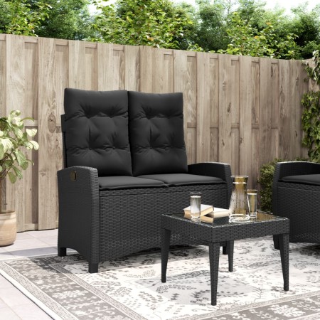 Sillón reclinable de jardín con cojines ratán sintético negro by , garden benches - Ref: Foro24-368226, Price: 151,75 €, Disc...