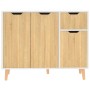 Aparador madera de ingeniería blanco y roble Sonoma 90x30x72 cm