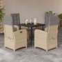 Set comedor de jardín 5 pzas con cojines ratán sintético beige by , Garden sets - Ref: Foro24-3212391, Price: 558,61 €, Disco...