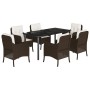 Set comedor de jardín 7 pzas con cojines ratán sintético marrón von , Gartensets - Ref: Foro24-3211945, Preis: 720,05 €, Raba...