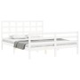 White solid wood bed frame with headboard 160x200 cm by vidaXL, Beds and slatted bases - Ref: Foro24-3193997, Price: 141,96 €...