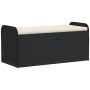 Banco con almacenaje y cojín ratán sintético negro 115x51x52 cm by , garden benches - Ref: Foro24-365727, Price: 164,43 €, Di...