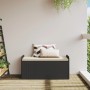 Banco con almacenaje y cojín ratán sintético negro 115x51x52 cm by , garden benches - Ref: Foro24-365727, Price: 164,43 €, Di...