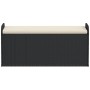 Banco con almacenaje y cojín ratán sintético negro 115x51x52 cm by , garden benches - Ref: Foro24-365727, Price: 164,43 €, Di...