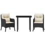 Set comedor de jardín 3 pzas con cojines ratán sintético negro by , Garden sets - Ref: Foro24-3211913, Price: 287,59 €, Disco...