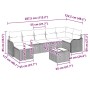Conjunto de sofá de jardín con cojín 8 pcs Gris claro Poliratán