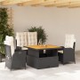 Juego comedor jardín 4 piezas con cojines ratán sintético negro von , Gartensets - Ref: Foro24-3277440, Preis: 508,02 €, Raba...