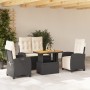 Juego comedor jardín 4 piezas con cojines ratán sintético negro von , Gartensets - Ref: Foro24-3277384, Preis: 488,69 €, Raba...