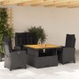 Juego comedor jardín 4 piezas con cojines ratán sintético negro von , Gartensets - Ref: Foro24-3277392, Preis: 547,38 €, Raba...