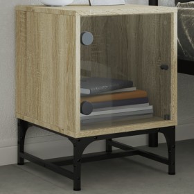 Mesita de noche con puerta de vidrio roble Sonoma 35x37x50 cm von , Nachttische - Ref: Foro24-836522, Preis: 37,49 €, Rabatt: %