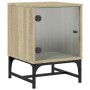 Mesita de noche con puerta de vidrio roble Sonoma 35x37x50 cm by , Nightstands - Ref: Foro24-836522, Price: 37,49 €, Discount: %