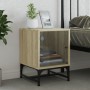 Mesita de noche con puerta de vidrio roble Sonoma 35x37x50 cm by , Nightstands - Ref: Foro24-836522, Price: 37,49 €, Discount: %